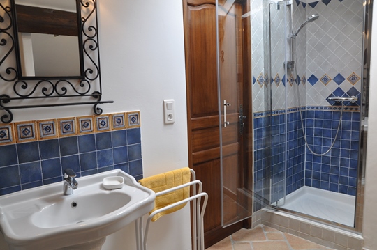 Mas des Oliviers at Moulin de la Roque, Noves, Master bedroom, with two person tub and private toilet room apart