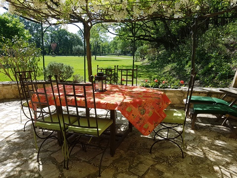 Your stunning view ohn the park from the terrace of the villa La Bergerie at the Moulin de la Roque, Saint-Remy-de-Provence